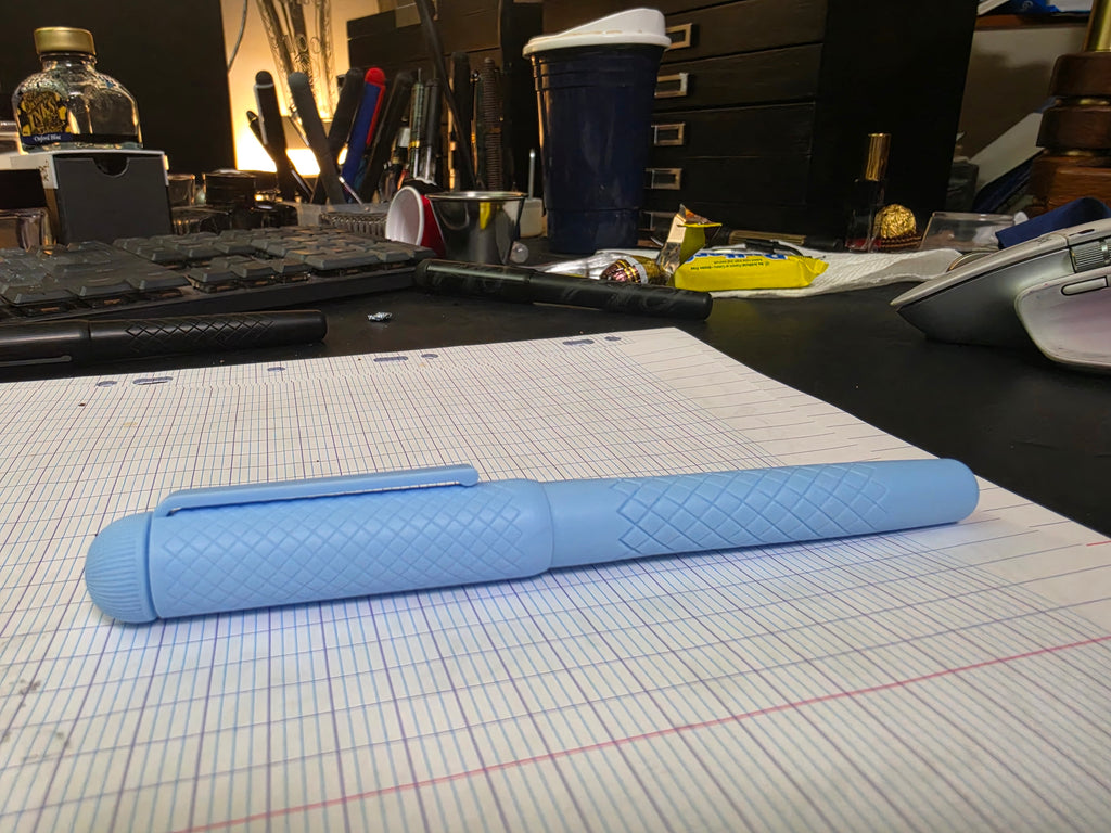 Beautiful Light Blue Fountain Pen-- With Stacked Flex Nib