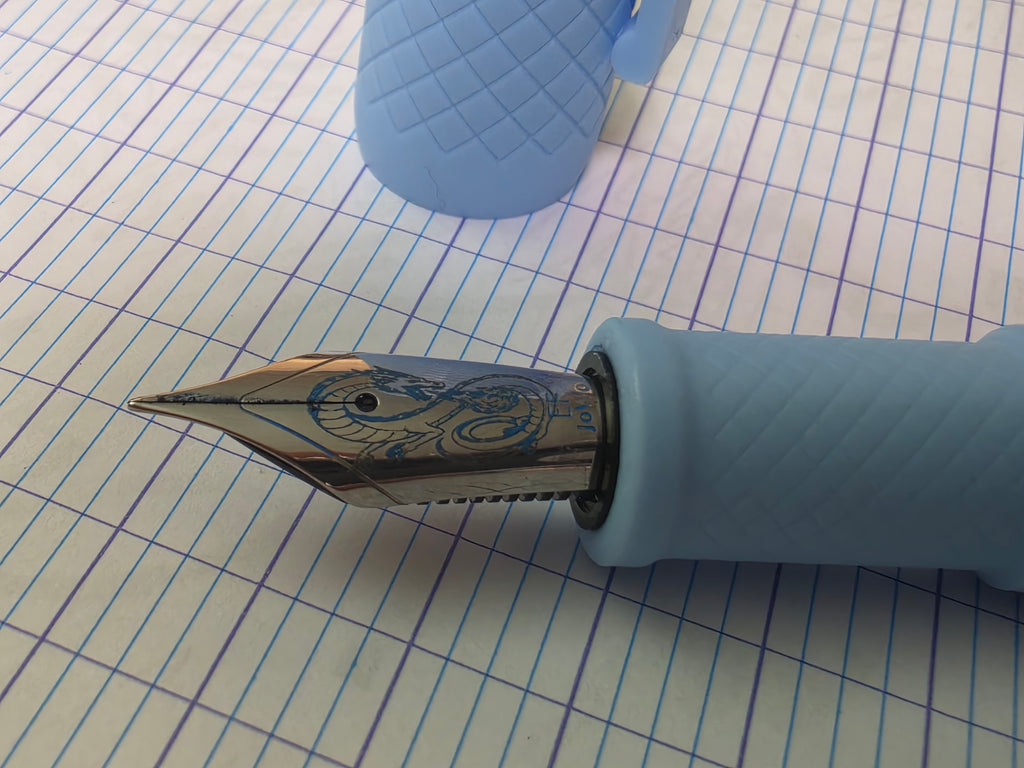 Beautiful Light Blue Fountain Pen-- With Stacked Flex Nib